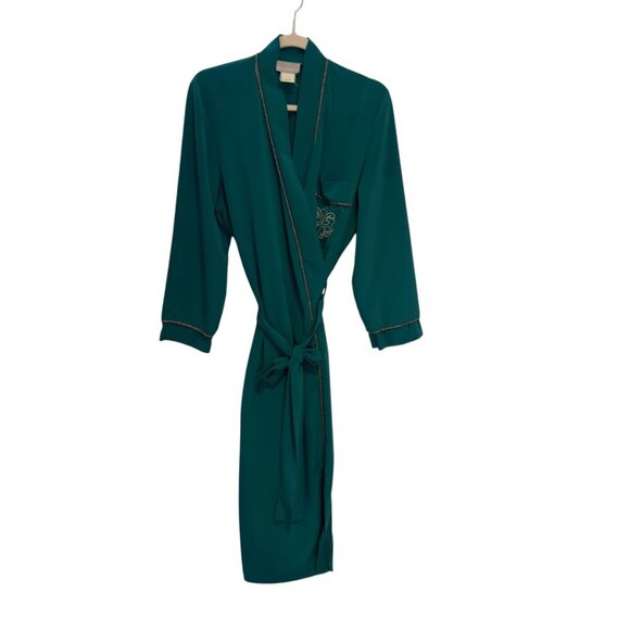 Natori II Vintage Minimalist Long Green Robe Women's Size L/XL - Picture 6 of 9